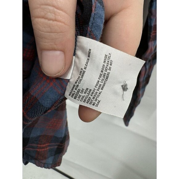 Uniqlo Button Up Shirt Women Small Purple Plaid Long Sleeve‎ Flannel Western - Picture 7 of 7